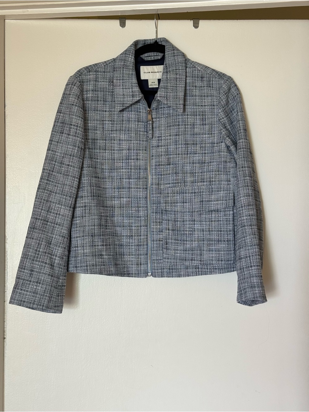Club Monaco Blue Plaid Zip Jacket